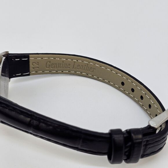 Seiko Women's Watch 24MM Gold Dial Gray Gold Case Black Leather Band New Battery - Picture 12 of 14